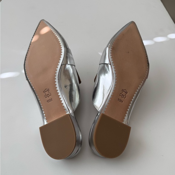 NWOB Tory Burch Metallic Silver Mules - Picture 6 of 8